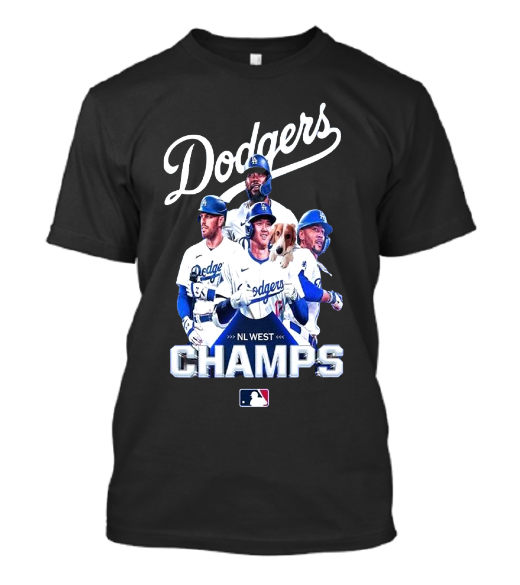 Dodgers MLB NL West Champs 2024 Los Angeles Dodgers Players And Dog T-Shirt