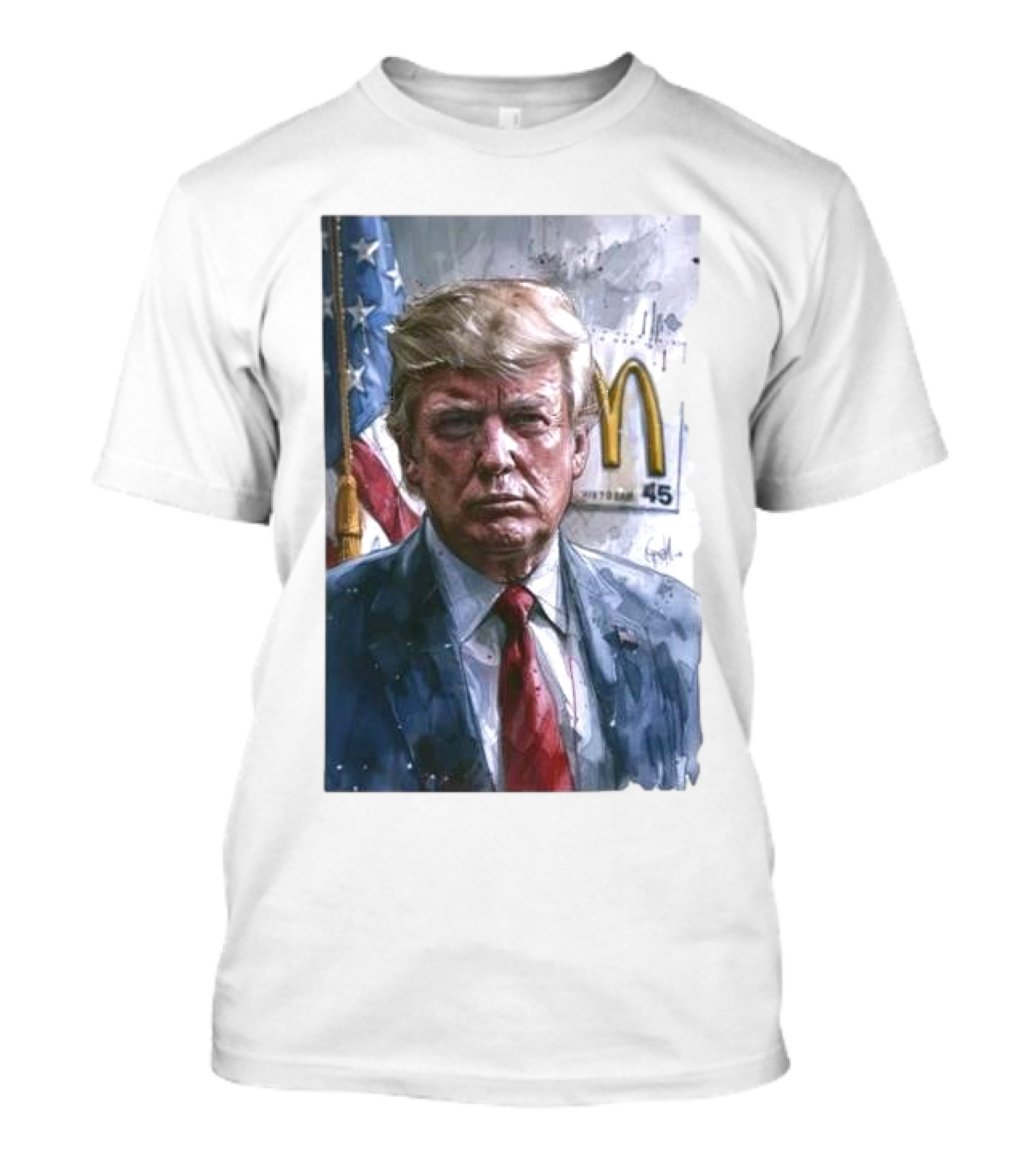 Donald Trump McDonald's 45 President Portrait McDonald's Arches And American Flag T-Shirt