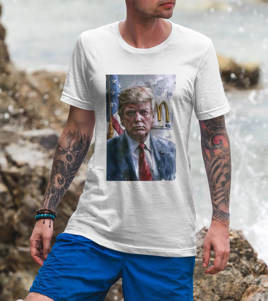 Donald Trump McDonald's 45 President Portrait McDonald's Arches And American Flag T-Shirt