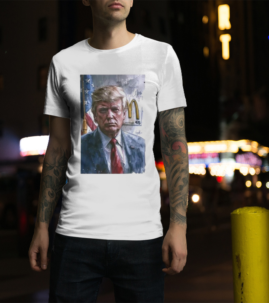 Donald Trump McDonald's 45 President Portrait McDonald's Arches And American Flag T-Shirt