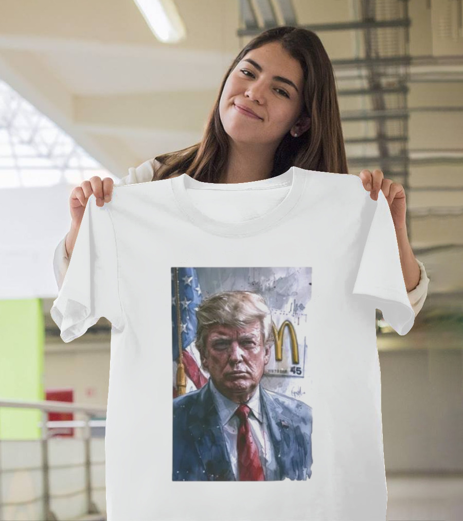 Donald Trump McDonald's 45 President Portrait McDonald's Arches And American Flag T-Shirt