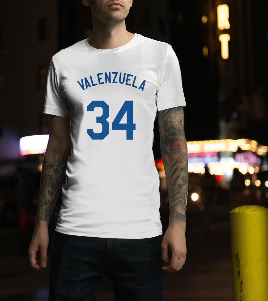 Valenzuela 34 Los Angeles Dodgers Fernando Valenzuela Iconic Baseball Jersey Number T-Shirt