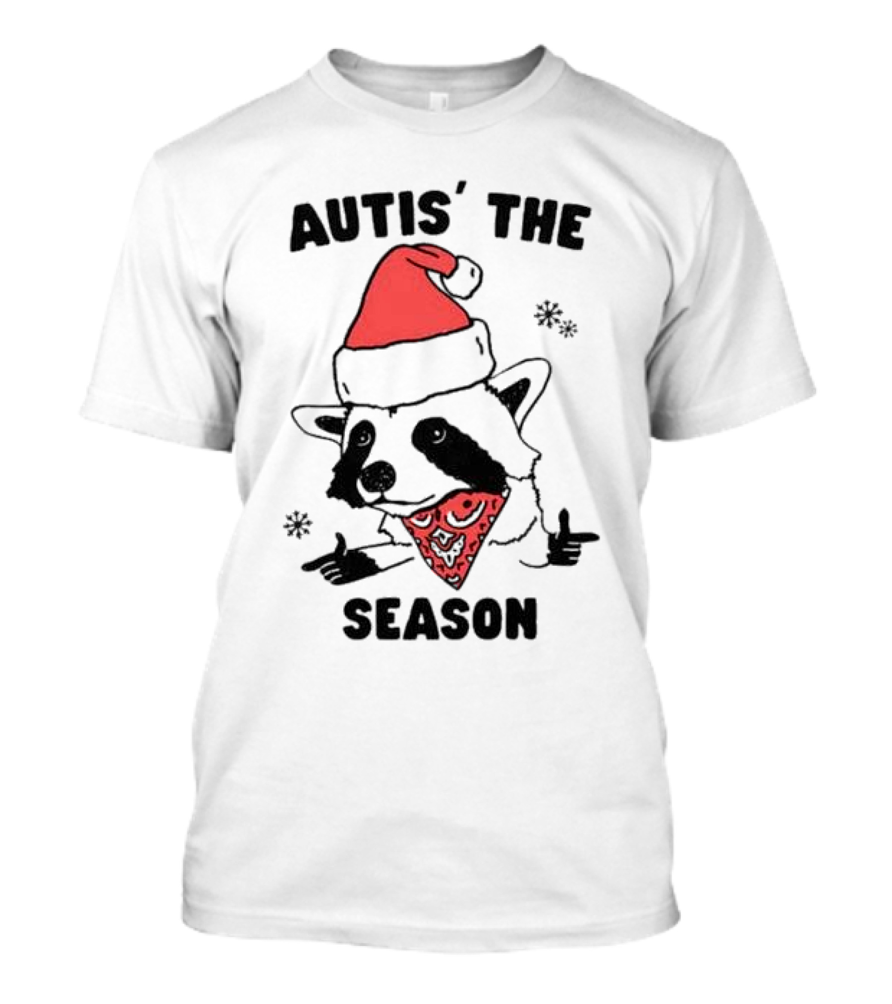 Autis' The Season Santa Raccoon Christmas Holiday Festive T-Shirt