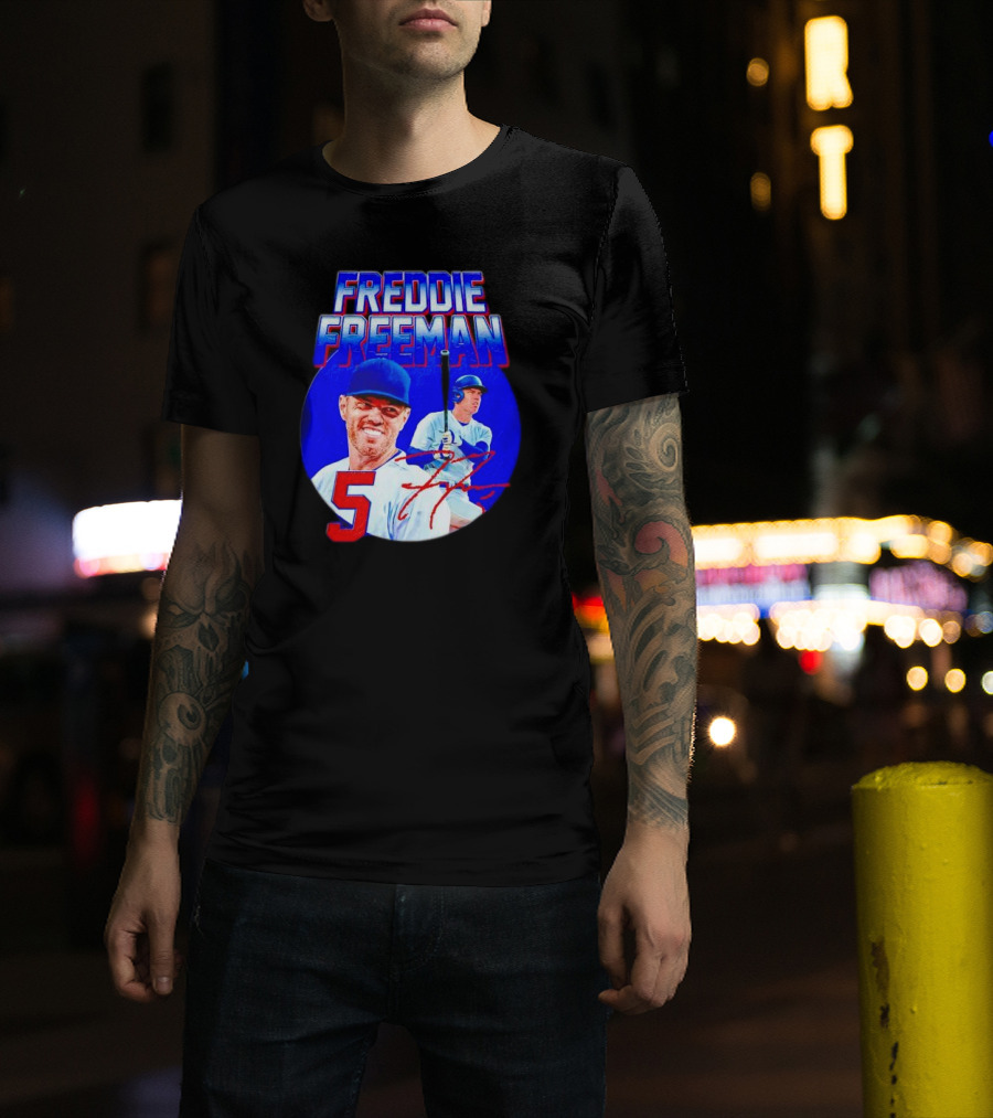 Freddie Freeman Los Angeles Dodgers 5 Signature Baseball T-Shirt