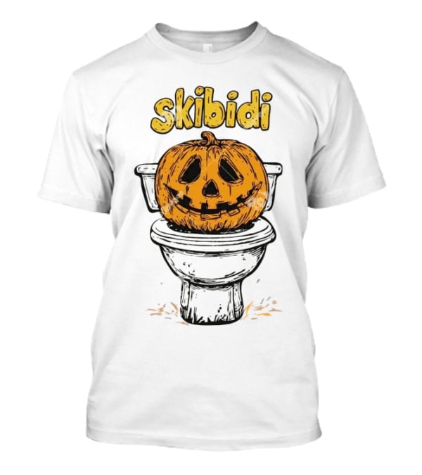 Skibidi Pumpkin On Toilet Jack-o'-Lantern T-Shirt