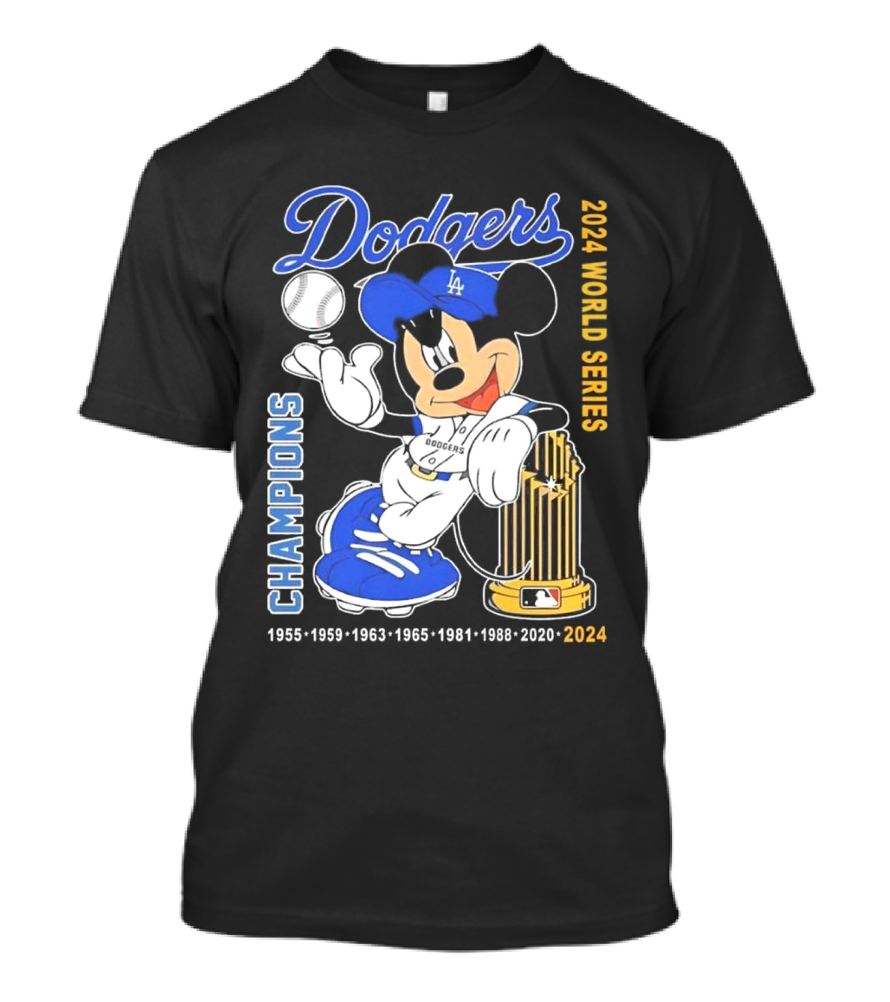 Dodgers 2024 World Series Champions Mickey Mouse 1955-2024 T-Shirt