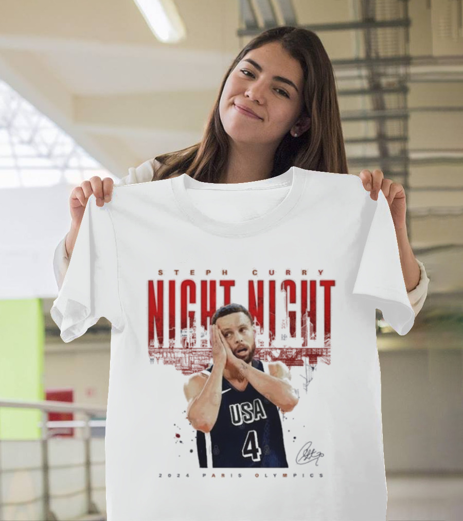 Steph Curry Night Night USA 4 2024 Paris Olympics Signature T-Shirt
