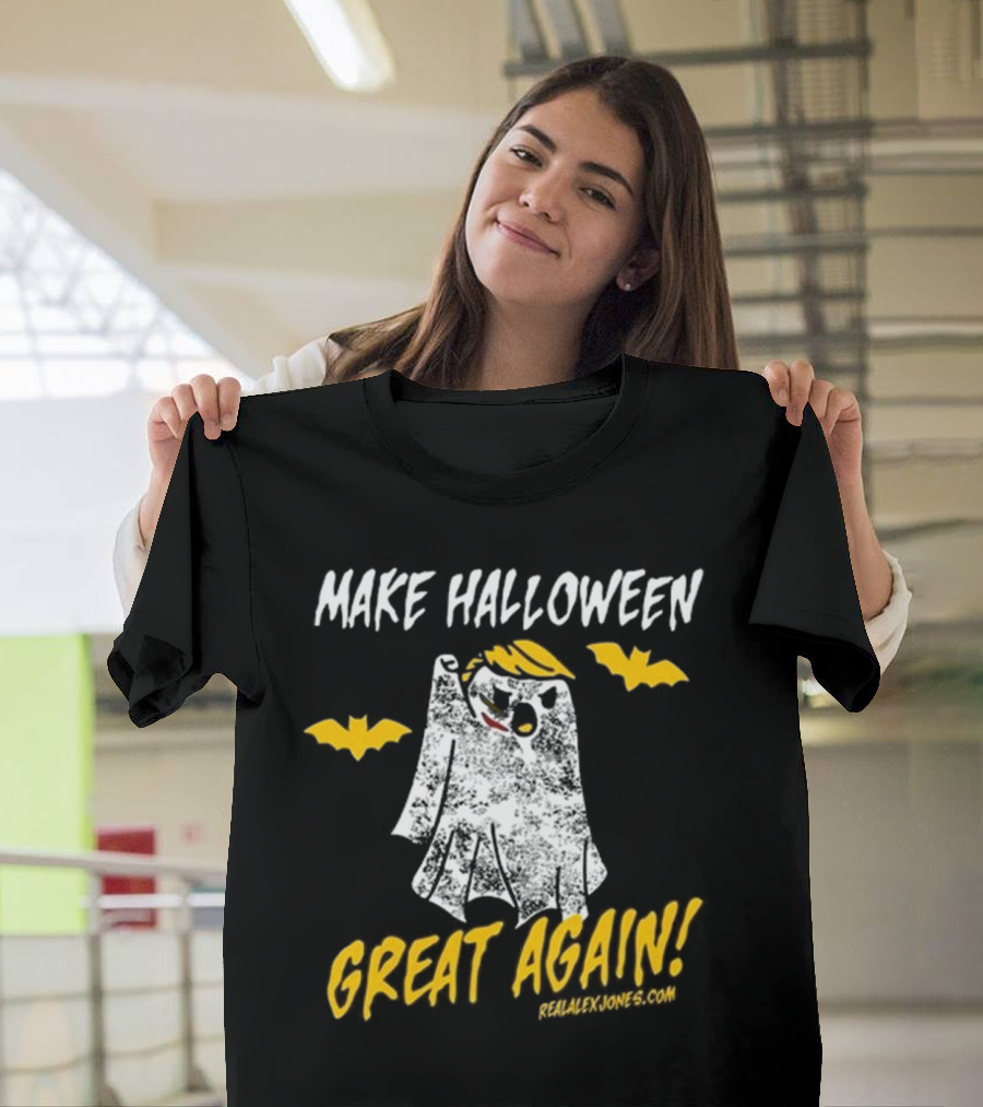 Make Halloween Great Again 2024 Ghost and Bats RealAlexJones.com T-Shirt