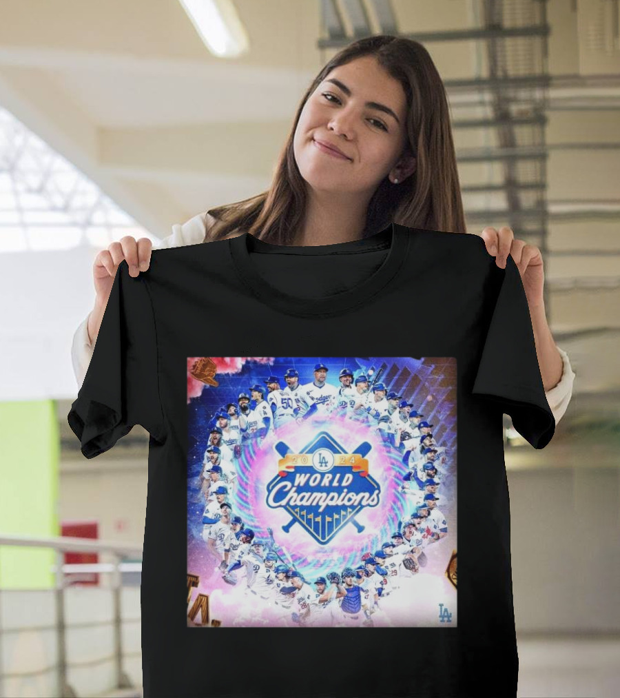Los Angeles Dodgers 2024 World Champions MLB Celebratory Collage T-Shirt
