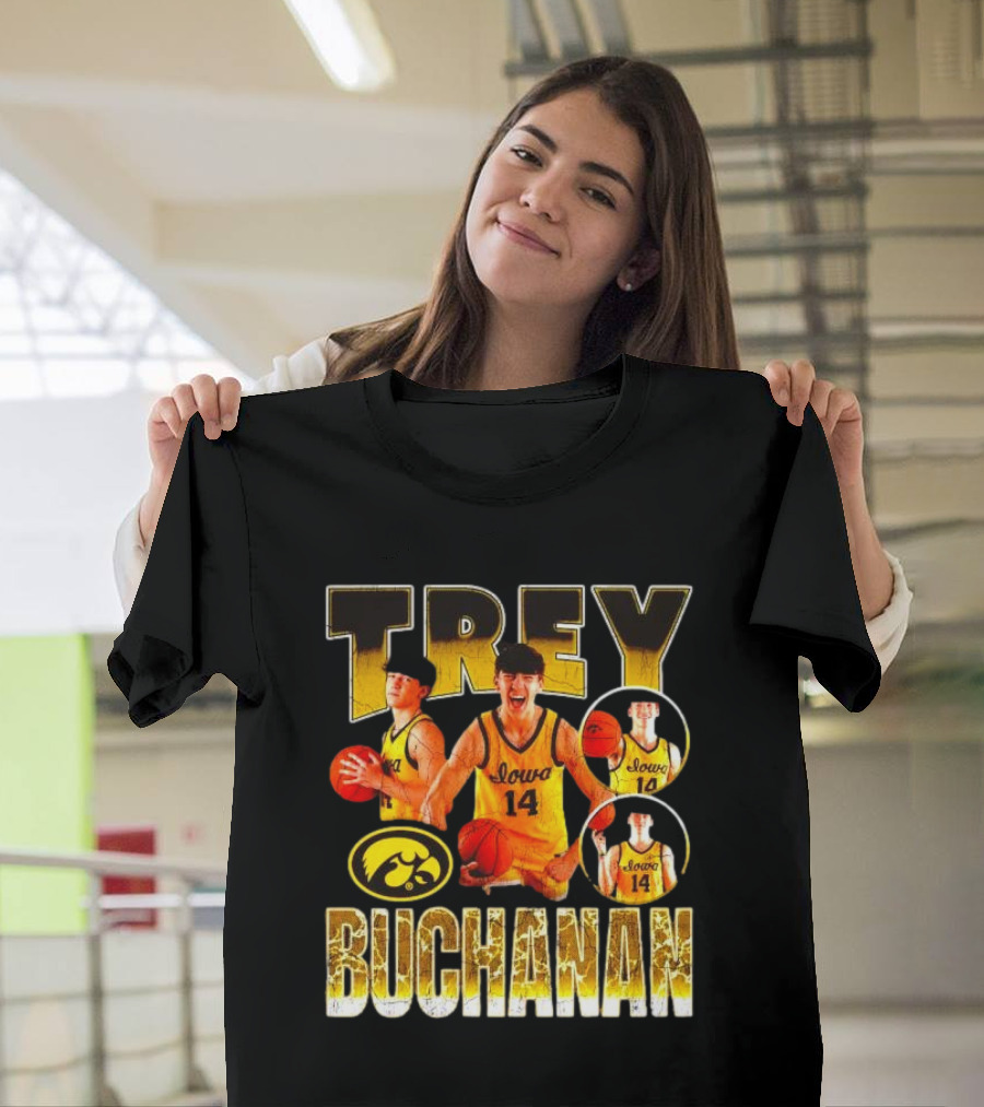 Trey Buchanan Iowa Hawkeyes Basketball Team Retro Jersey Number 14 T-Shirt