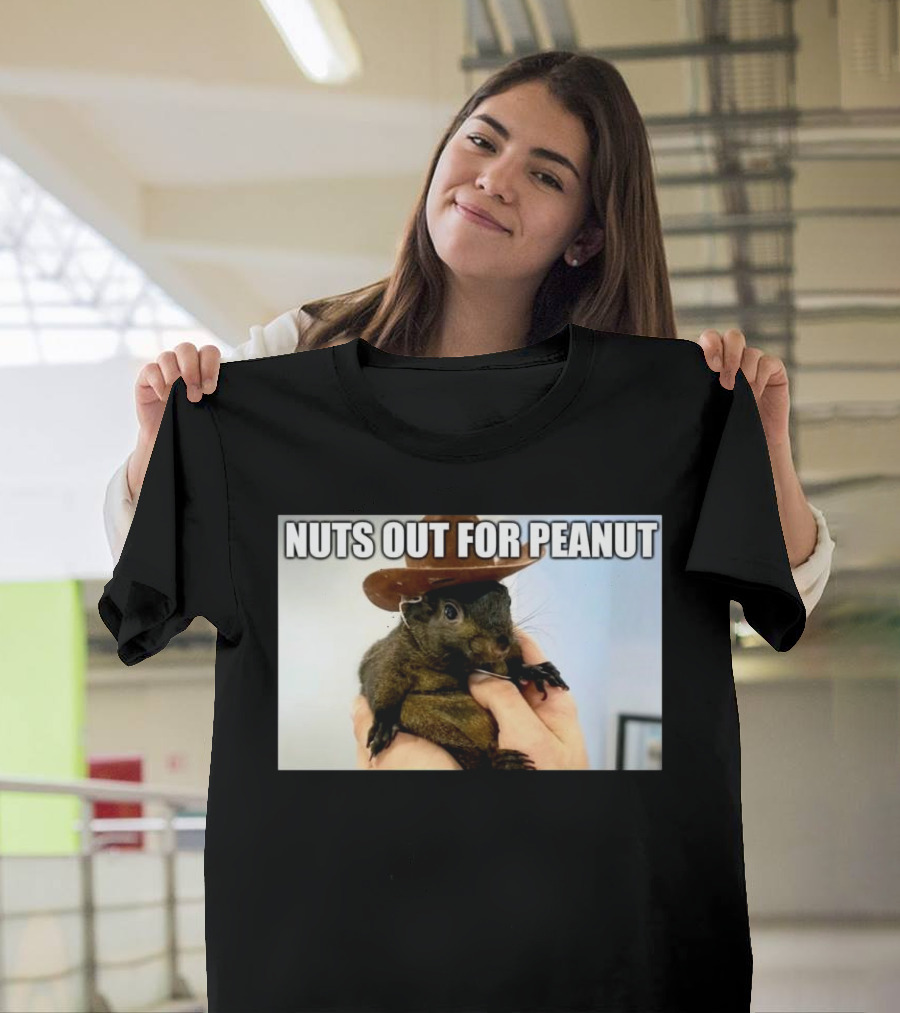 Justice for Peanut Nuts Out For Peanut 2024 Squirrel With Hat Meme T-Shirt