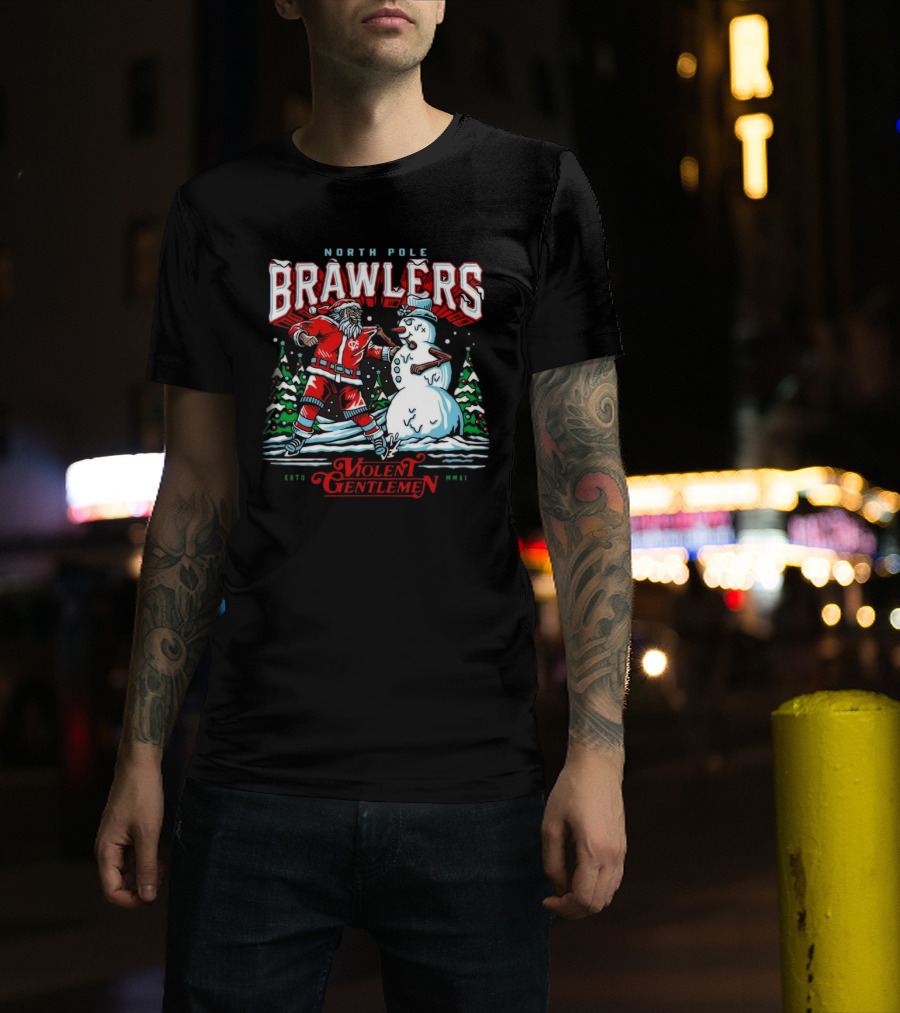 North Pole Brawlers Violent Gentlemen ESTD MMXI Christmas T-Shirt