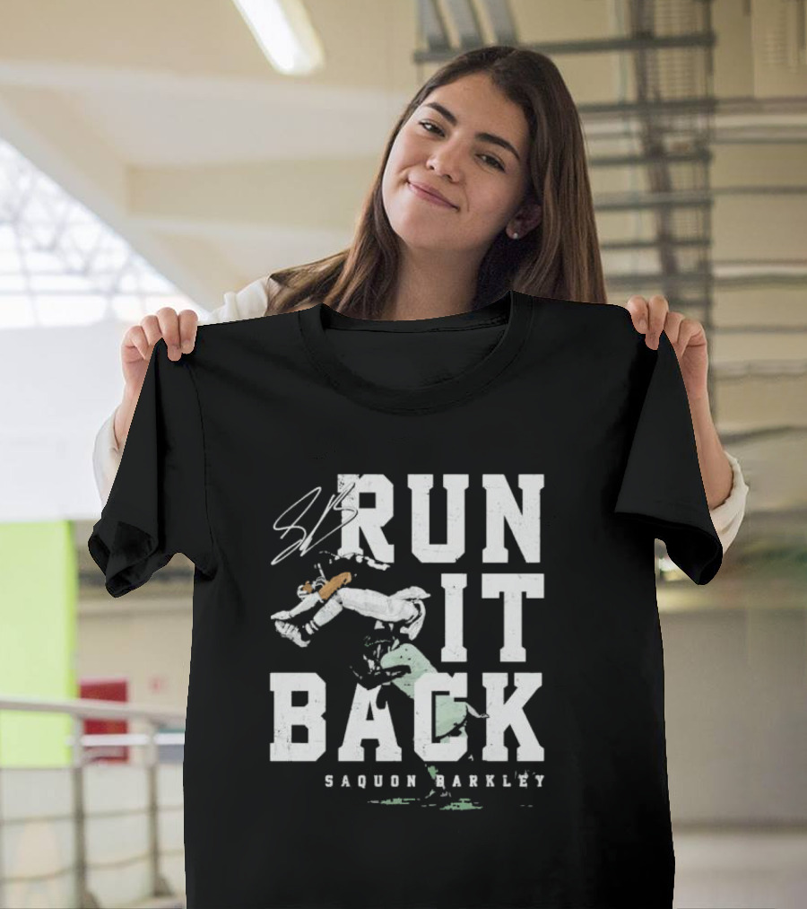 Run It Back Saquon Barkley Signature Jump Over Philadelphia Eagles Player T-Shirt