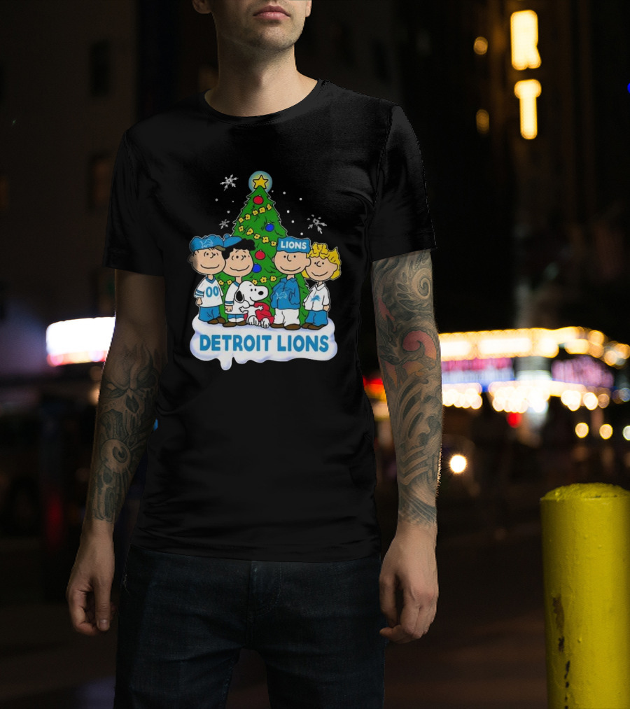 Detroit Lions Peanuts Merry Christmas T-Shirt
