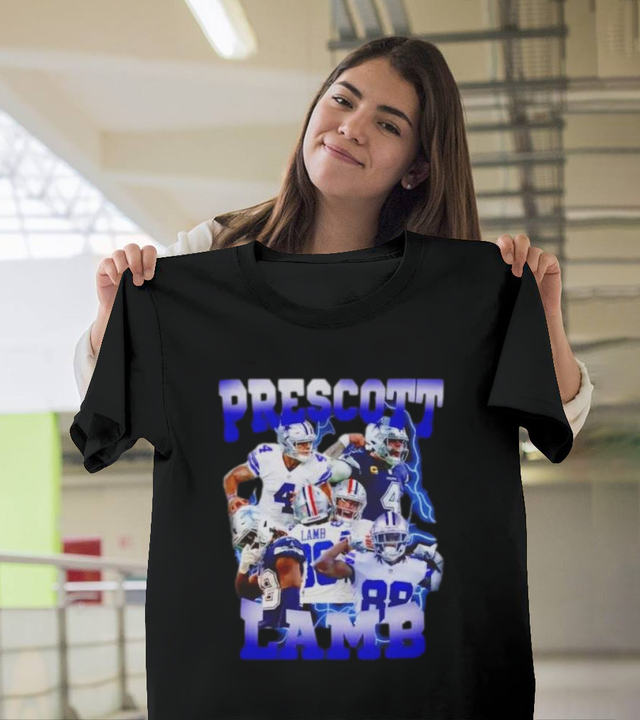 Prescott Lamb Dallas Cowboys Football Stars Collage T-Shirt
