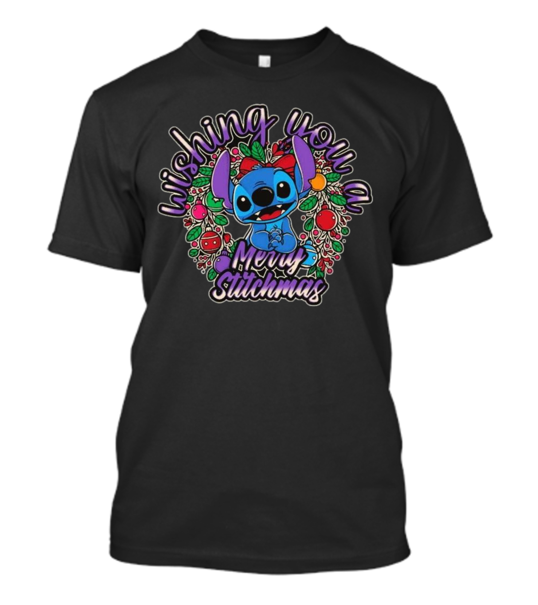 Wishing You A Merry Stitchmas Stitch Christmas Wreath T-Shirt