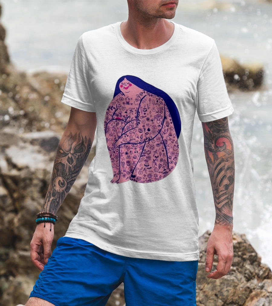 Marie Boiseau Tatouée Pink Figure With Detailed T-Shirt