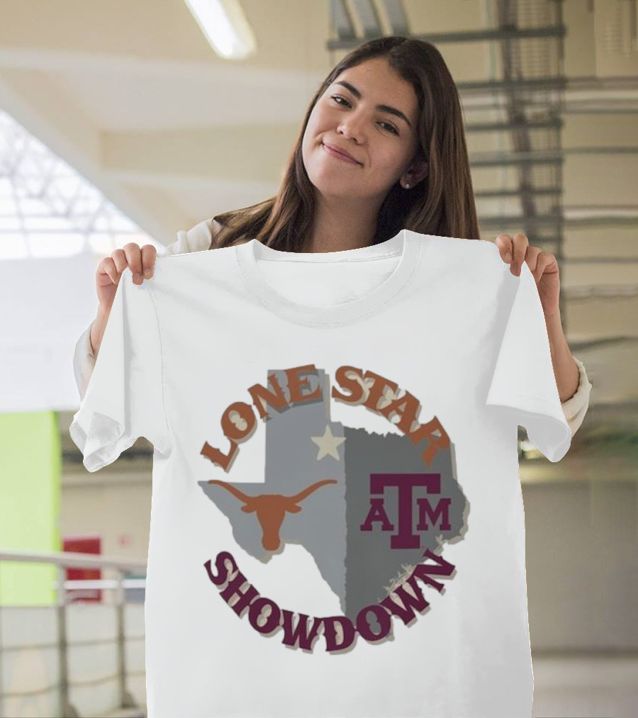 Texas A&M Aggies Vs Texas Longhorns Lone Star Showdown 2024 Map T-Shirt