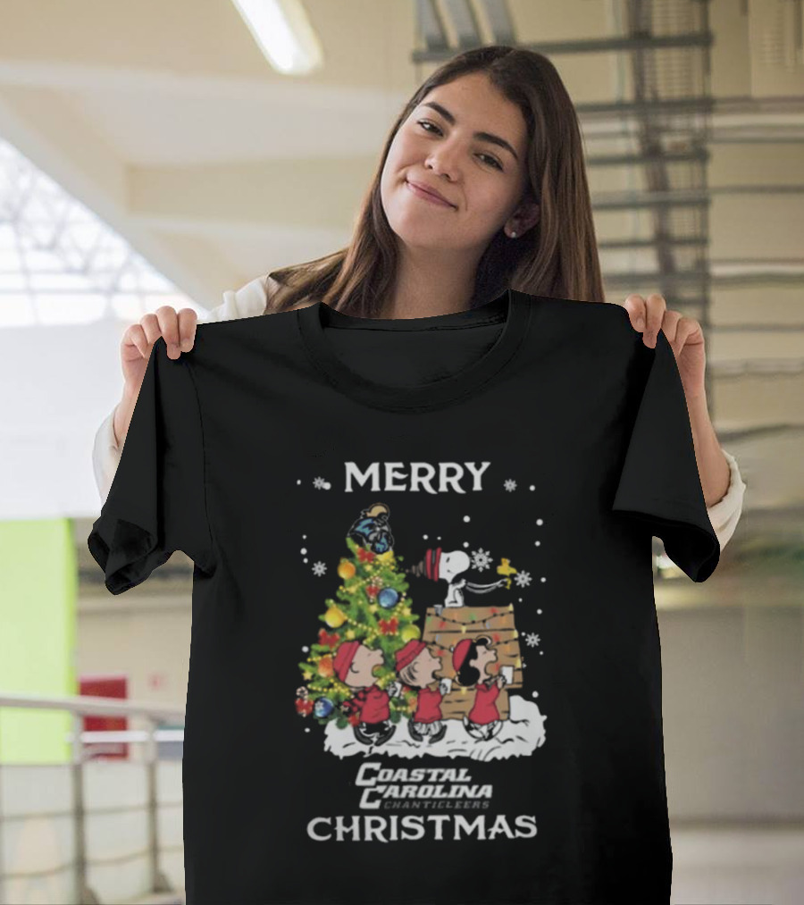 Coastal Carolina Chanticleers Snoopy and Friends Merry Christmas T-Shirt