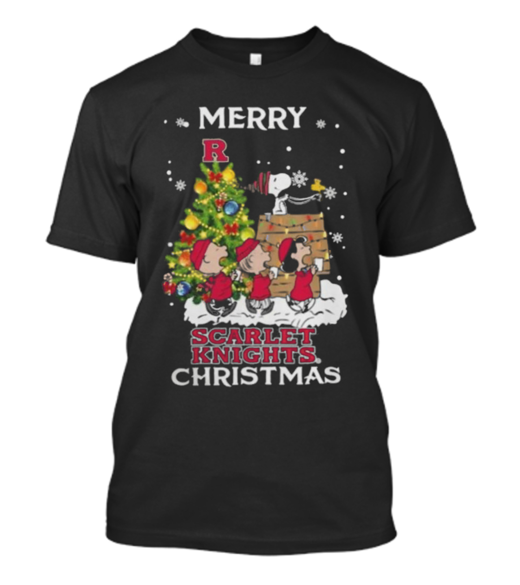 Merry Christmas Rutgers Scarlet Knights Snoopy And Friends T-Shirt