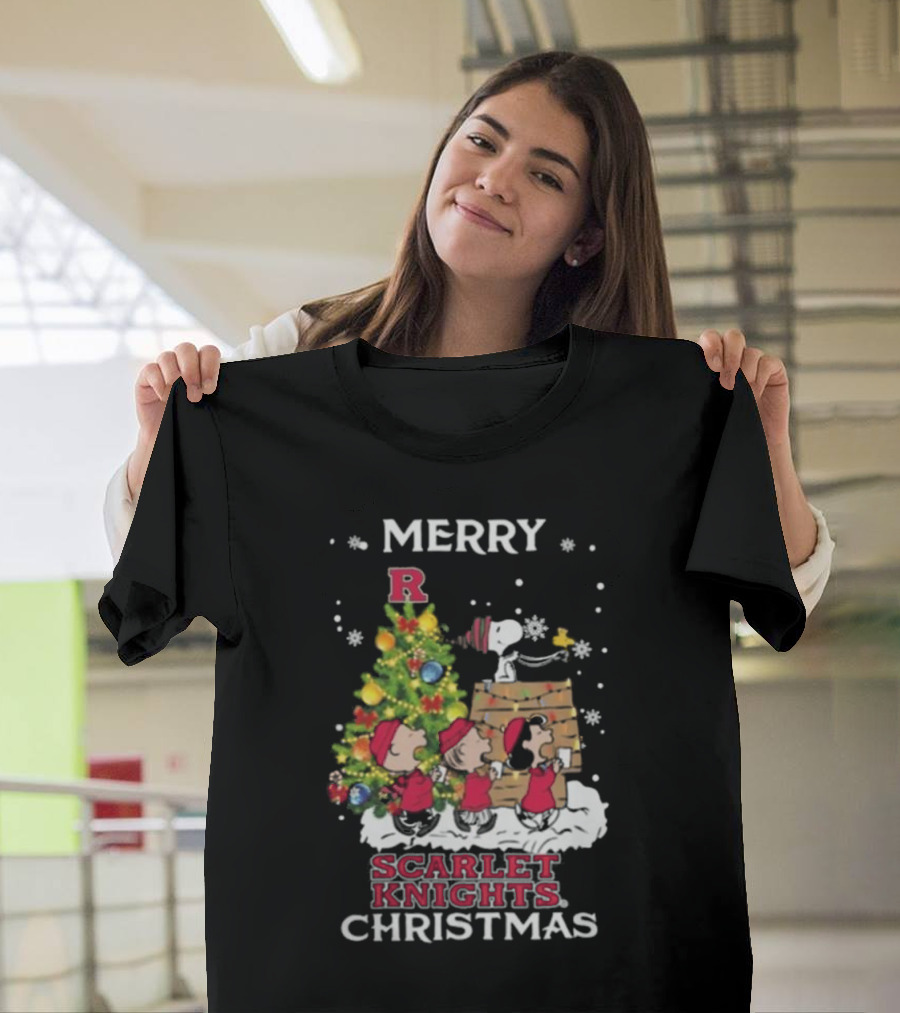 Merry Christmas Rutgers Scarlet Knights Snoopy And Friends T-Shirt