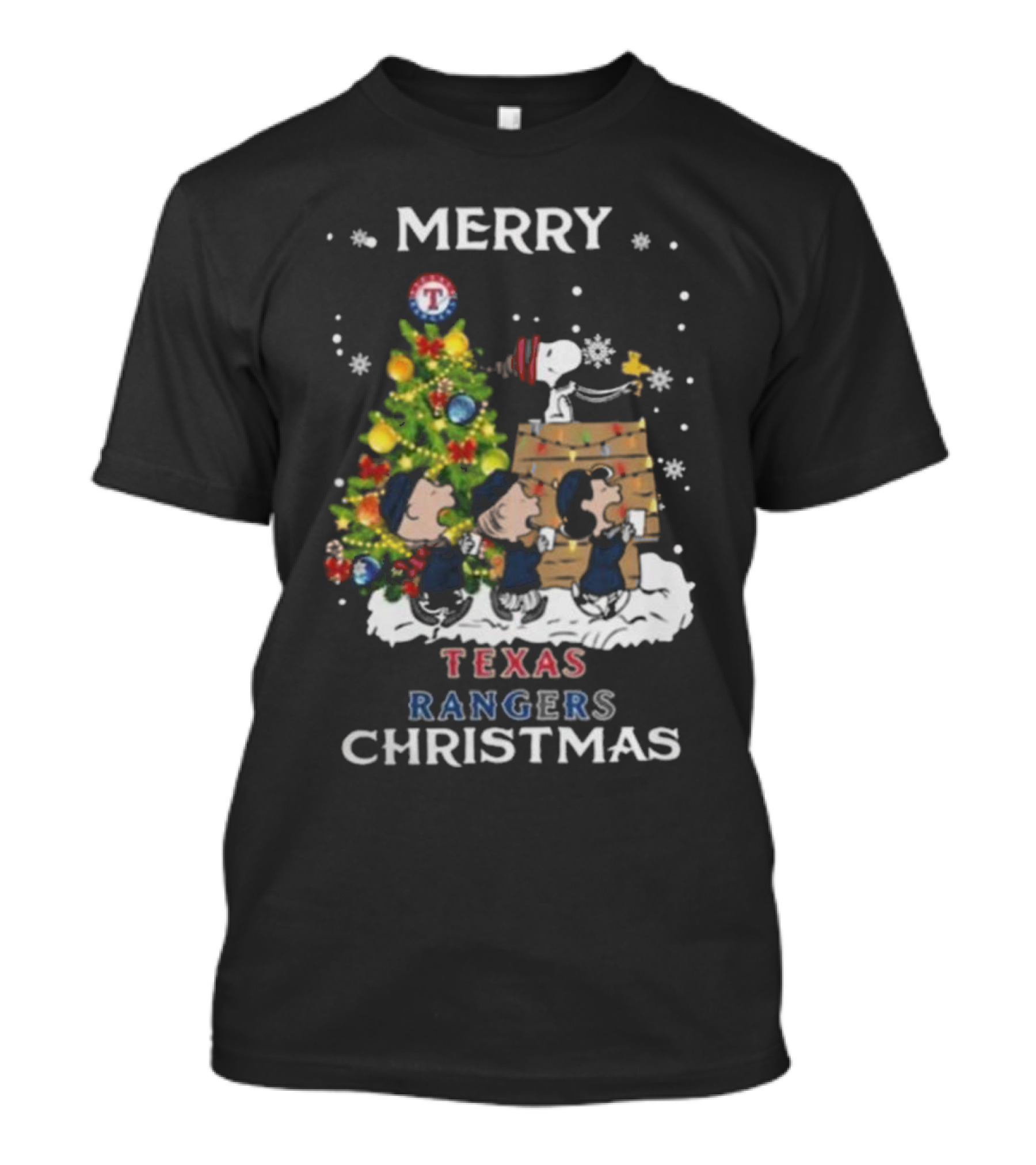 Merry Texas Rangers Snoopy And Friends Christmas T-Shirt