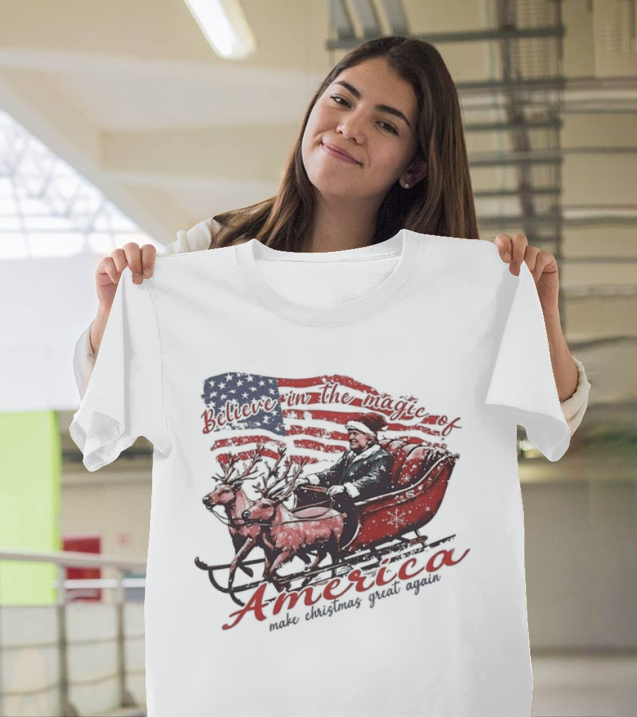 Believe In The Magic Of America Make Christmas Great Again America T-Shirt