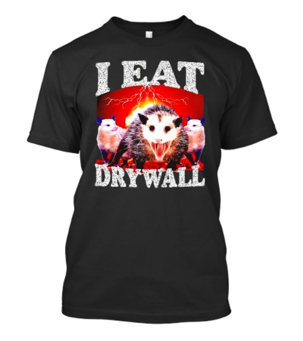 I Eat Drywall Opossum Trio Lightning Background T-Shirt