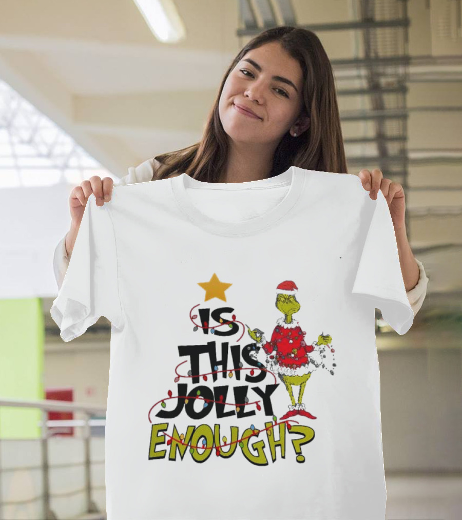 Santa Grinch Is This Jolly Enough Christmas Star Lights Holiday T-Shirt