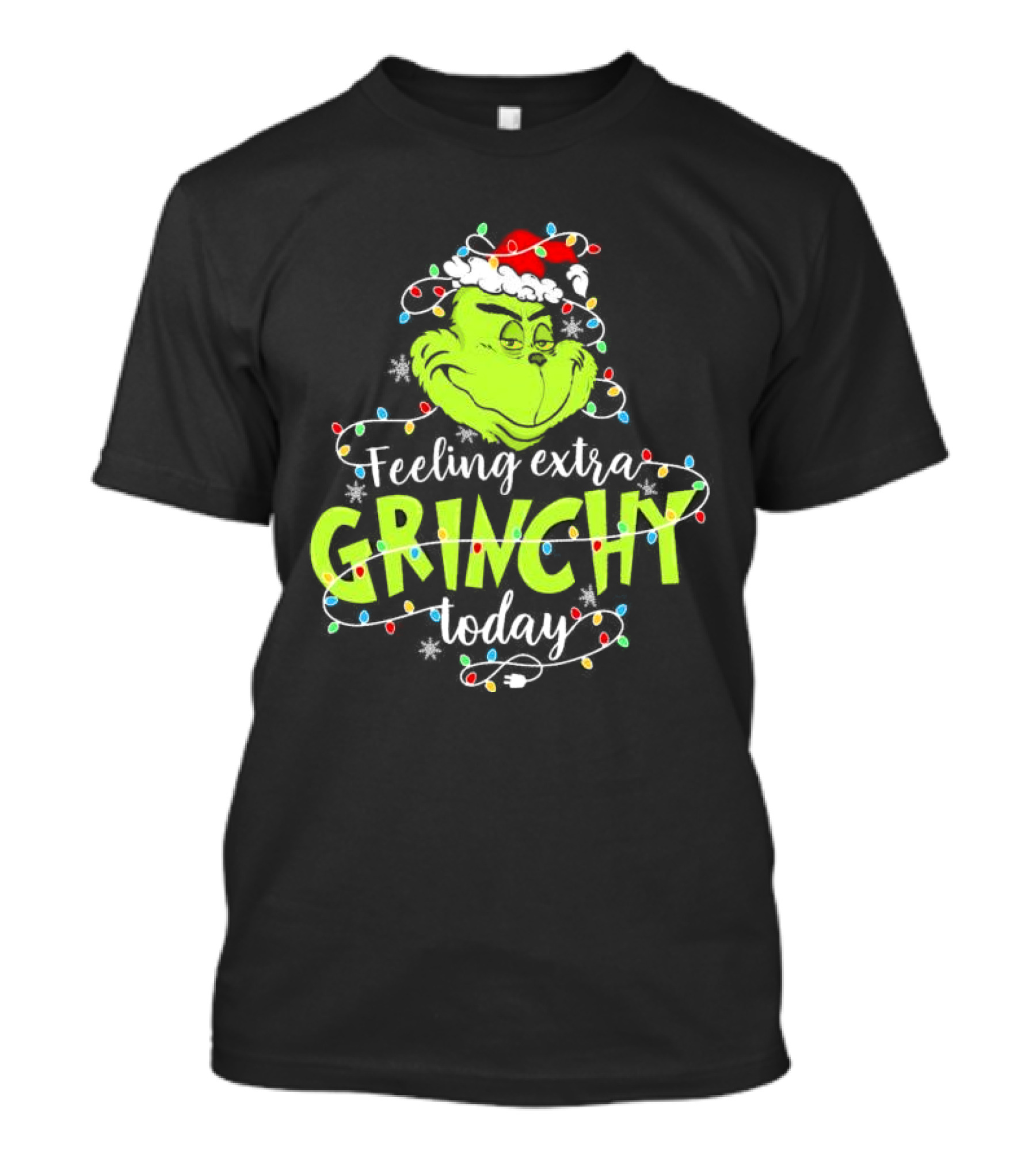 Feeling Extra Grinchy Today Santa Grinch With Christmas Lights T-Shirt