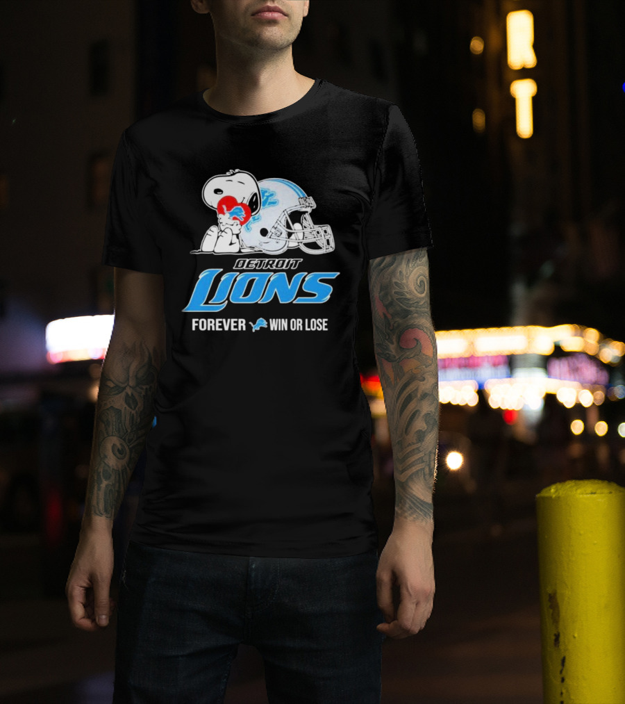 Snoopy Detroit Lions Forever Win Or Lose T-Shirt