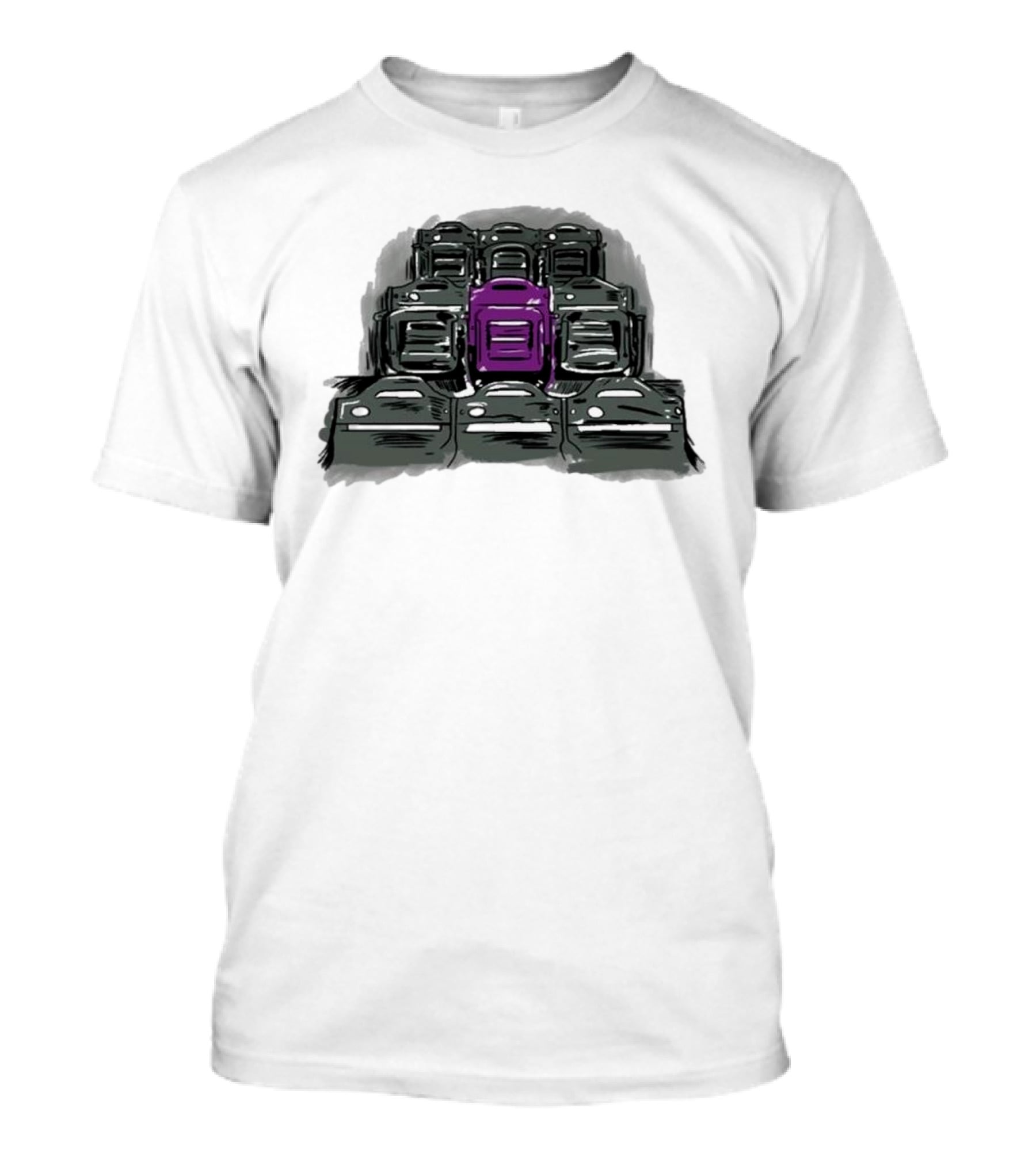 Grimace The Purple Seat Among Gray Car Seats T-Shirt