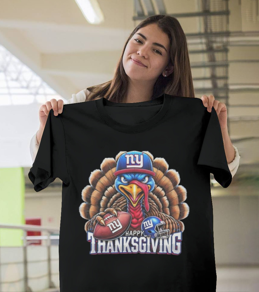 New York Giants Happy Thanksgiving Football Turkey T-Shirt