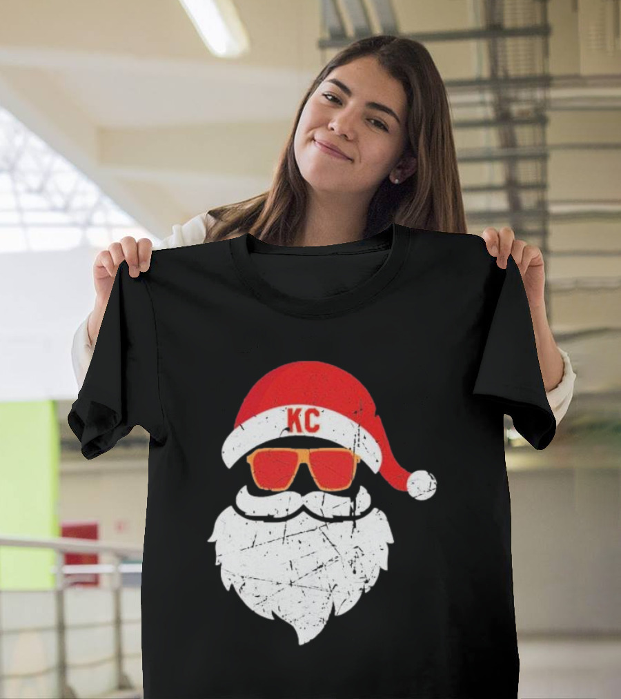 Kansas City Chiefs KC Santa Claus Christmas Holiday T-Shirt