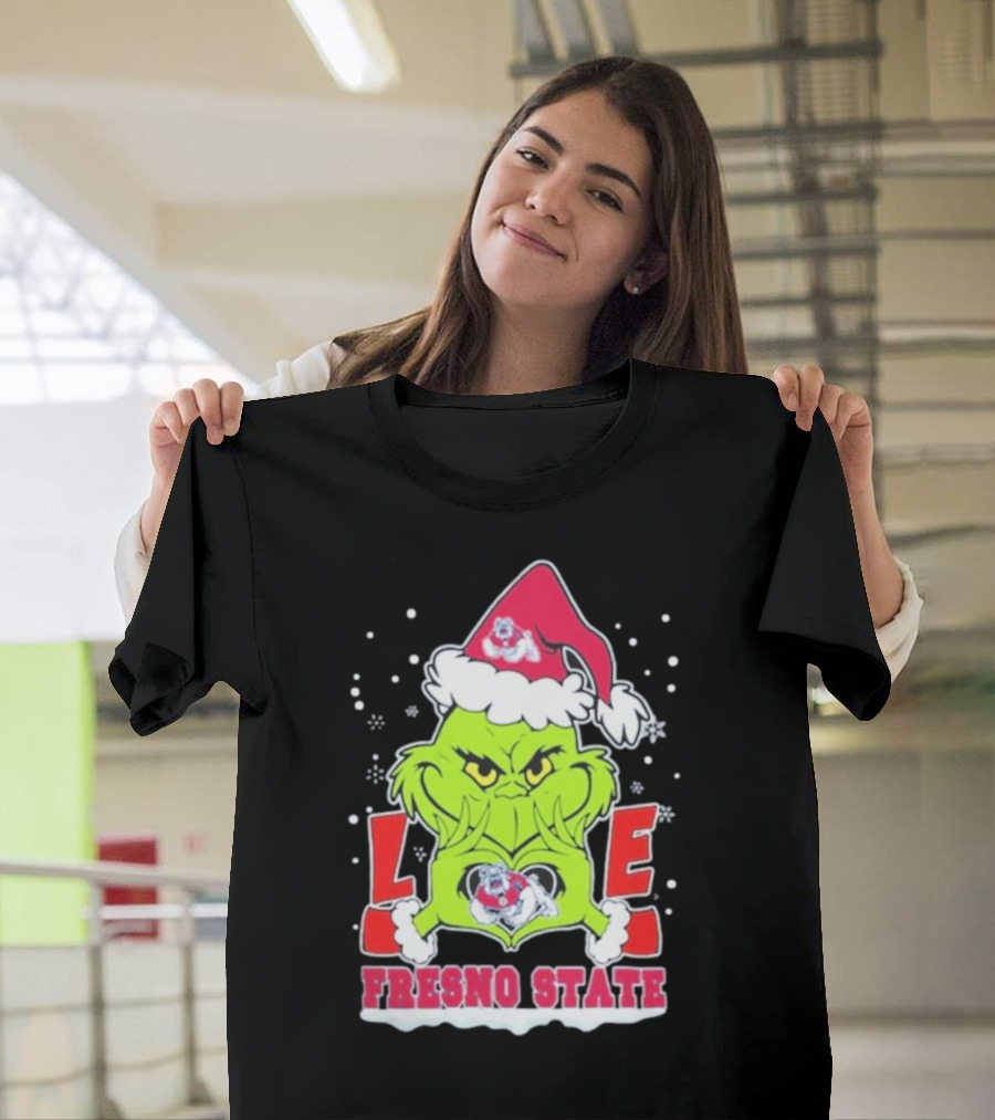 The Grinch Love Fresno State Bulldogs Christmas T-Shirt