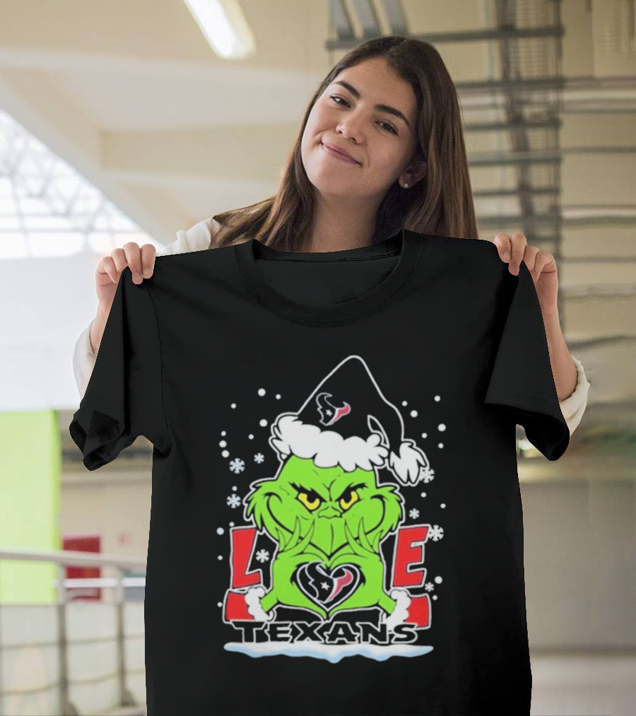 The Grinch Love Houston Texans Football Christmas T-Shirt