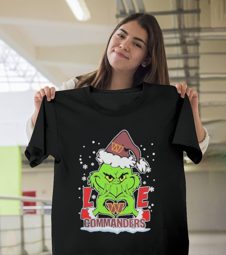 Grinch Christmas Love Washington Commanders Football T-Shirt