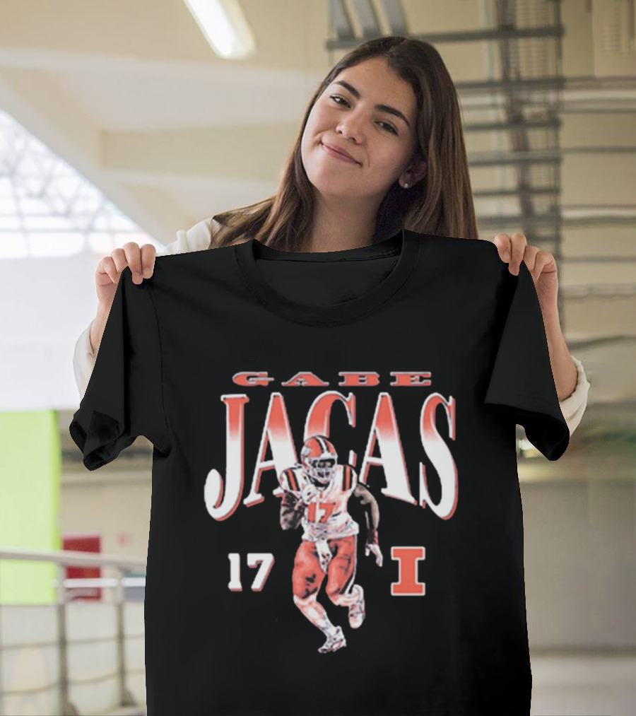 Gabe Jacas 17 Illinois Fighting Illini Football Player I T-Shirt