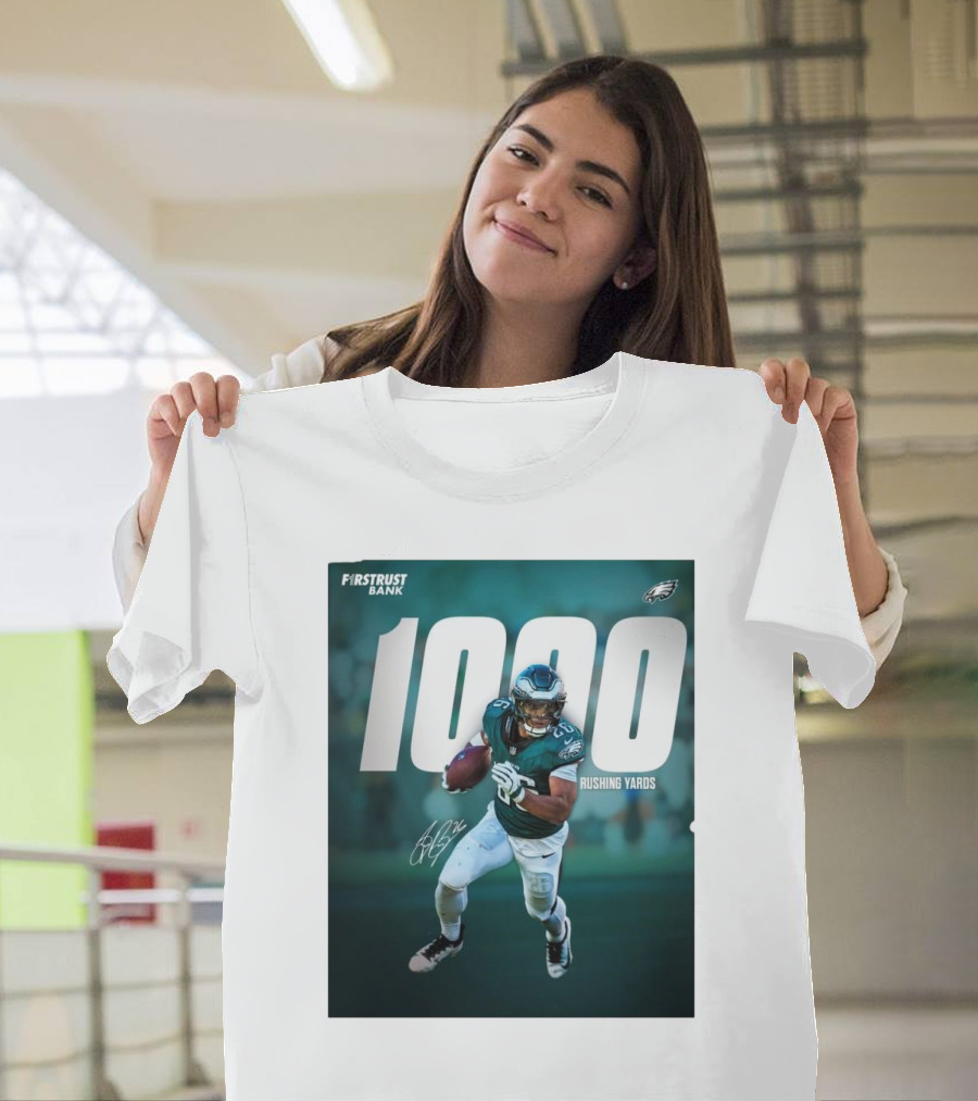 First Trust Bank Philadelphia Eagles NFL 1000 Rushing Yards Signature T-Shirt