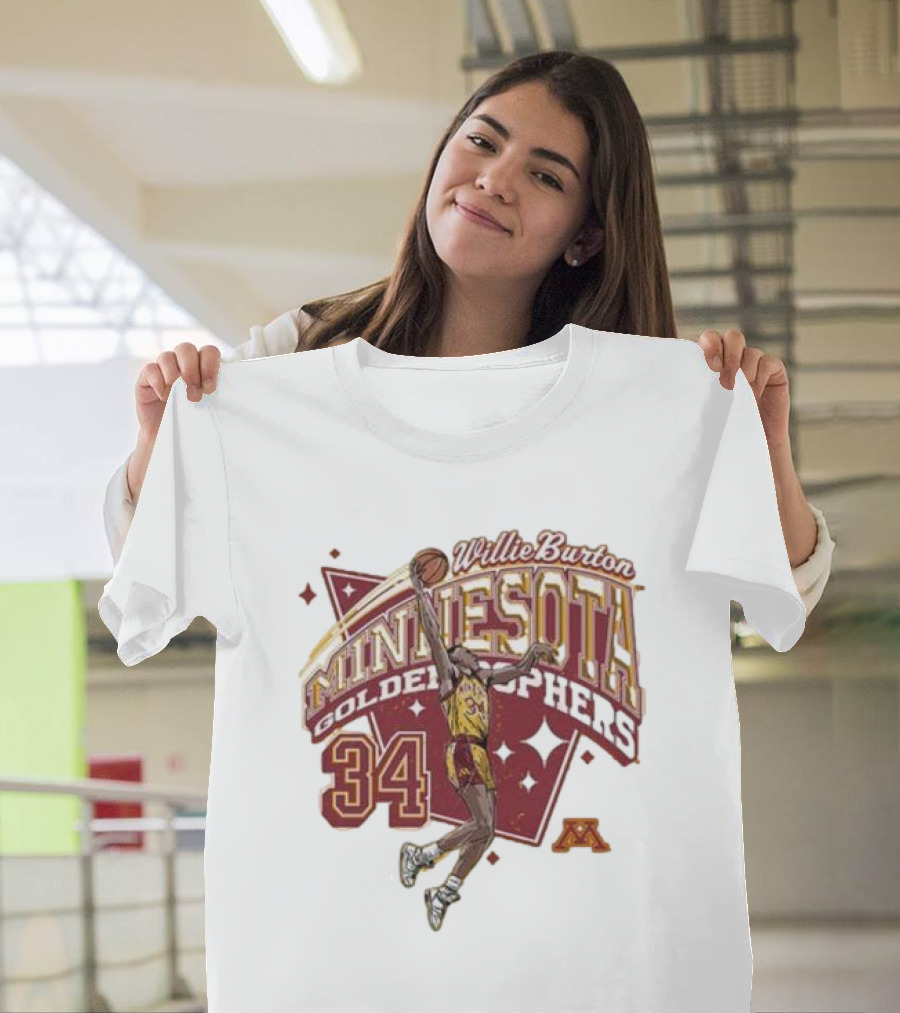 Willie Burton No 34 Minnesota Golden Gophers Basketball Skyhook T-Shirt