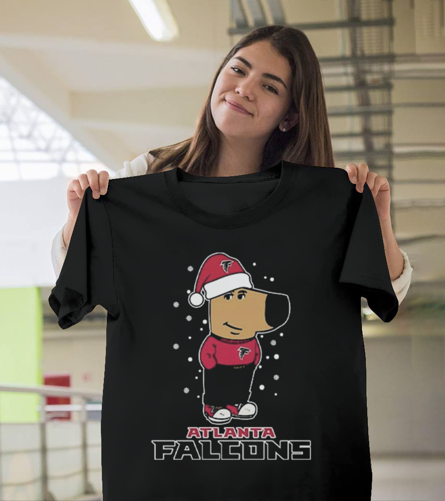 Atlanta Falcons Christmas Chill Guy In Santa Hat T-Shirt