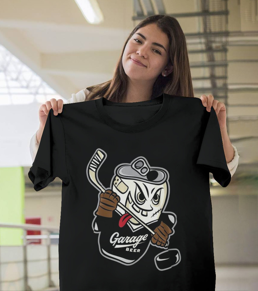Garage Beer Can Hockey Player T-Shirt