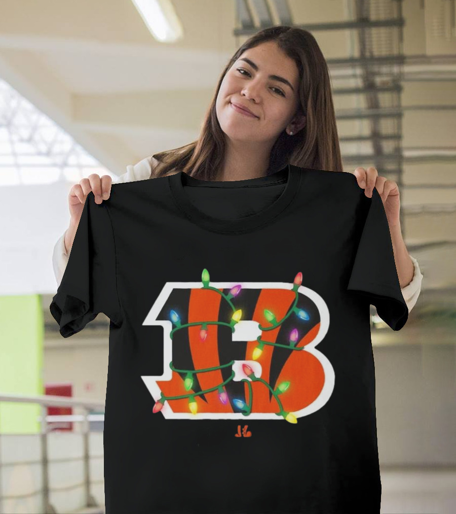Cincinnati Bengals B Logo With Holiday Lights T-Shirt