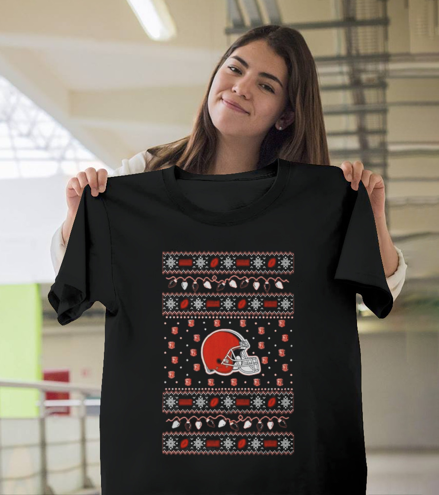 Cleveland Browns Holiday Lights Ugly Christmas T-Shirt