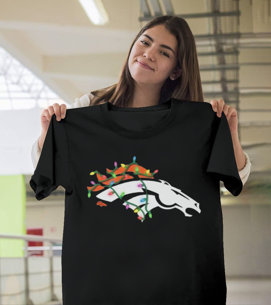 Denver Broncos Holiday Lights Logo T-Shirt