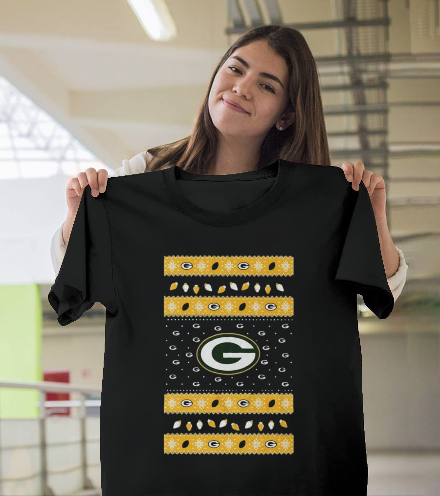 Green Bay Packers Holiday Lights Ugly Sweater T-Shirt