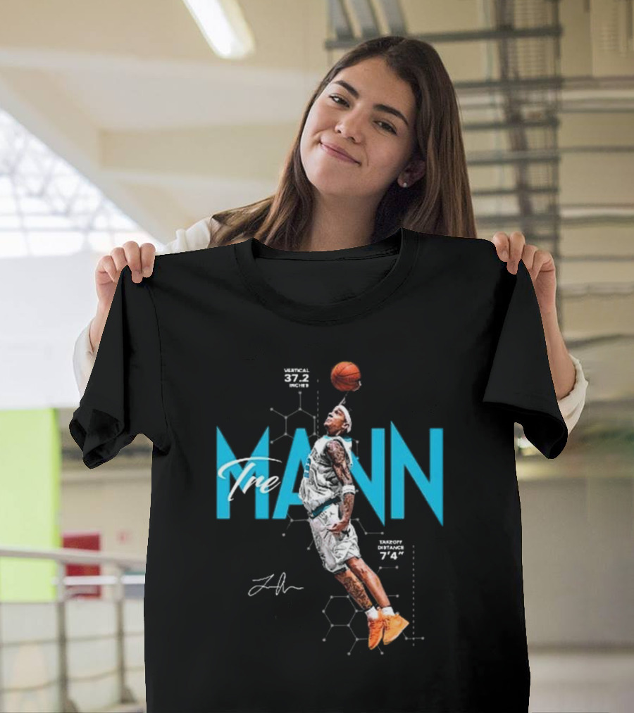 Tre Mann Vertical Jump Basketball Dunk 37.2 Inches Charlotte Hornets T-Shirt