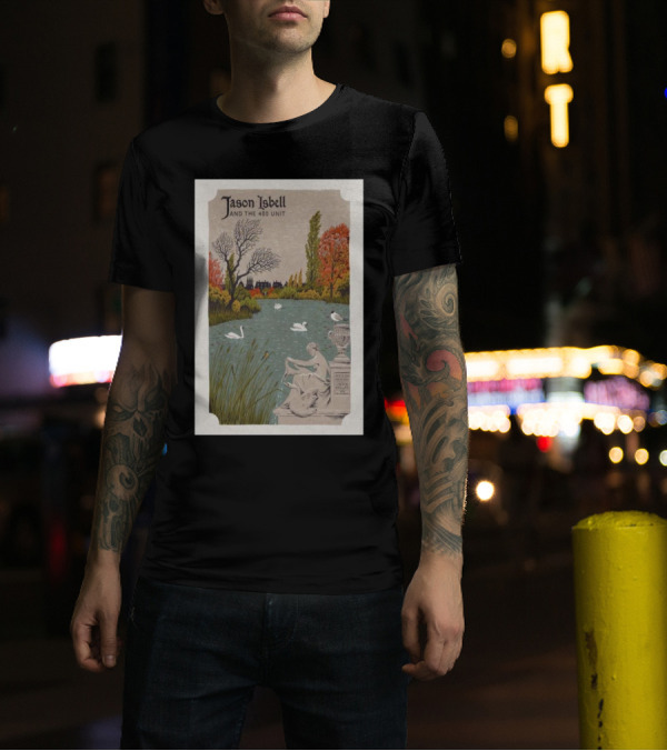 Jason Isbell And The 400 Unit Eventim Apollo London UK 11-25-2024 Concert Poster With Swans And Autumn Landscape T-Shirt