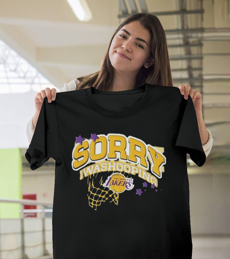 Los Angeles Lakers Sorry I Was Hooping Basketball Net And Stars T-Shirt