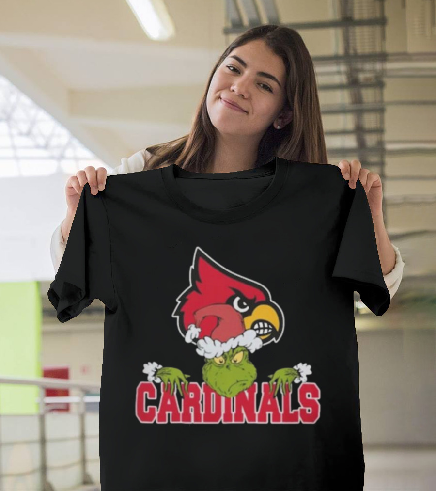 NCAA Louisville Cardinals Grinch Christmas Football T-Shirt